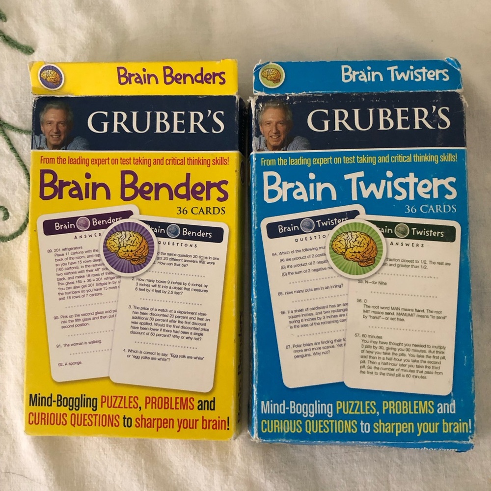 Lot of 2 Grubers Brain Benders and Brain Twisters Learning Cards